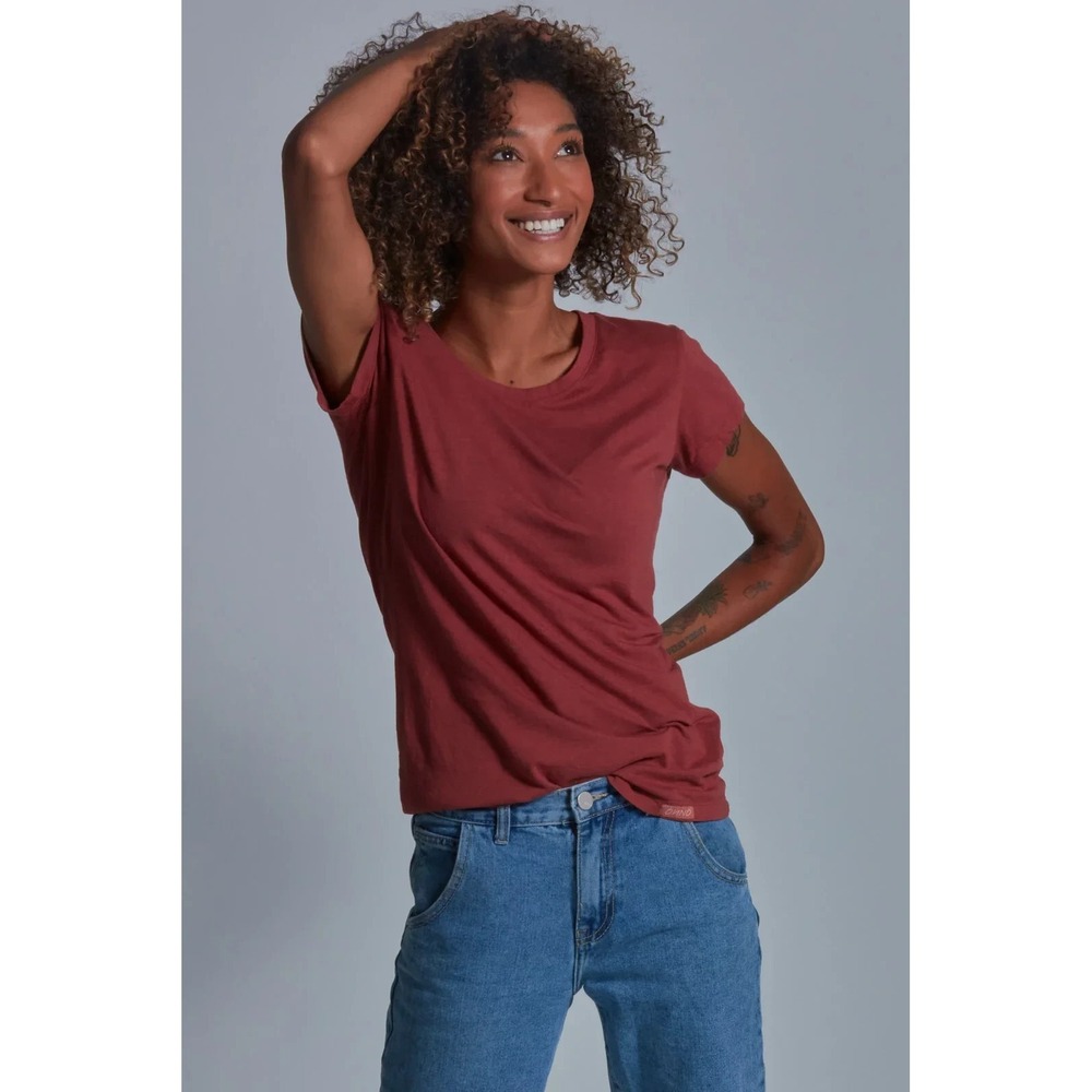ONNO T-Shirt Womens Size Small Brick Red  Bamboo/Organic Cotton Neutral Outdoor